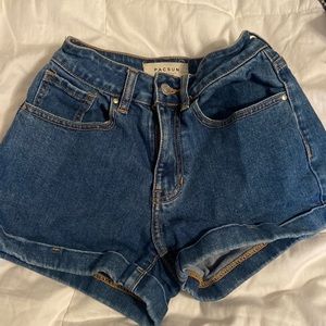 Dark wash cuffed jean shorts